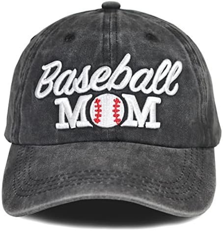 Distressed Baseball Mom Dad Hat for Women, Adjustable Washed Embr...