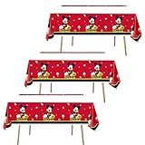 3packs Cartoon Mouse Tablecloth, Cute Mouse Table Cover Disposable Plastic Birthday Decorations for Cartoon Mouse Party Tablecloths Supplies