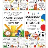 12Pcs Sports Motivational Posters for Classroom Back to School Decor Sport Inspirational Posters Football Baseball Basketball Growth Mindset Wall Art for Team Coach School Office Playroom Supplies
