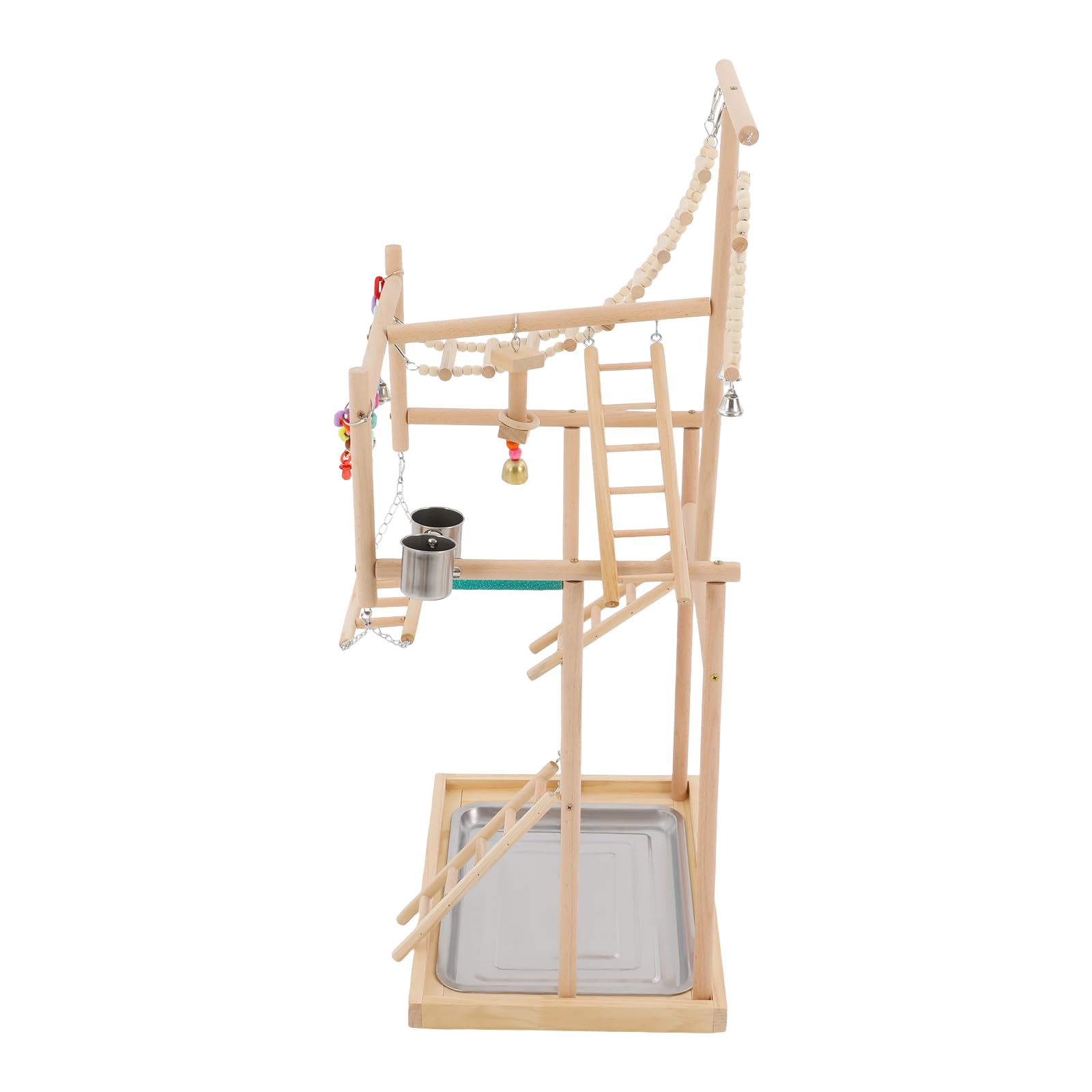Soporte para loros, parque infantil para pájaros, juguete de 4 pisos, parque de loro, para pájaros pequeños y medianos 48 x 33,5 x 94,5 cm