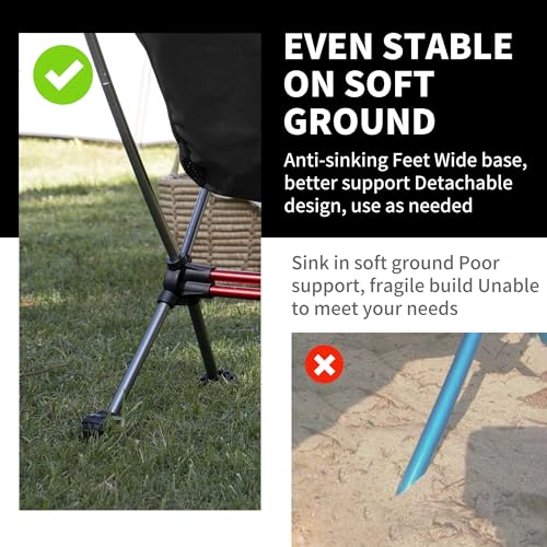 Image of Naturehike YL08 Ultralight Camping Chair, 2.38 LBS Portable Backpacking Chair with Anti-Sinking Feet, Lightweight Compact Folding Hiking Camp Chair