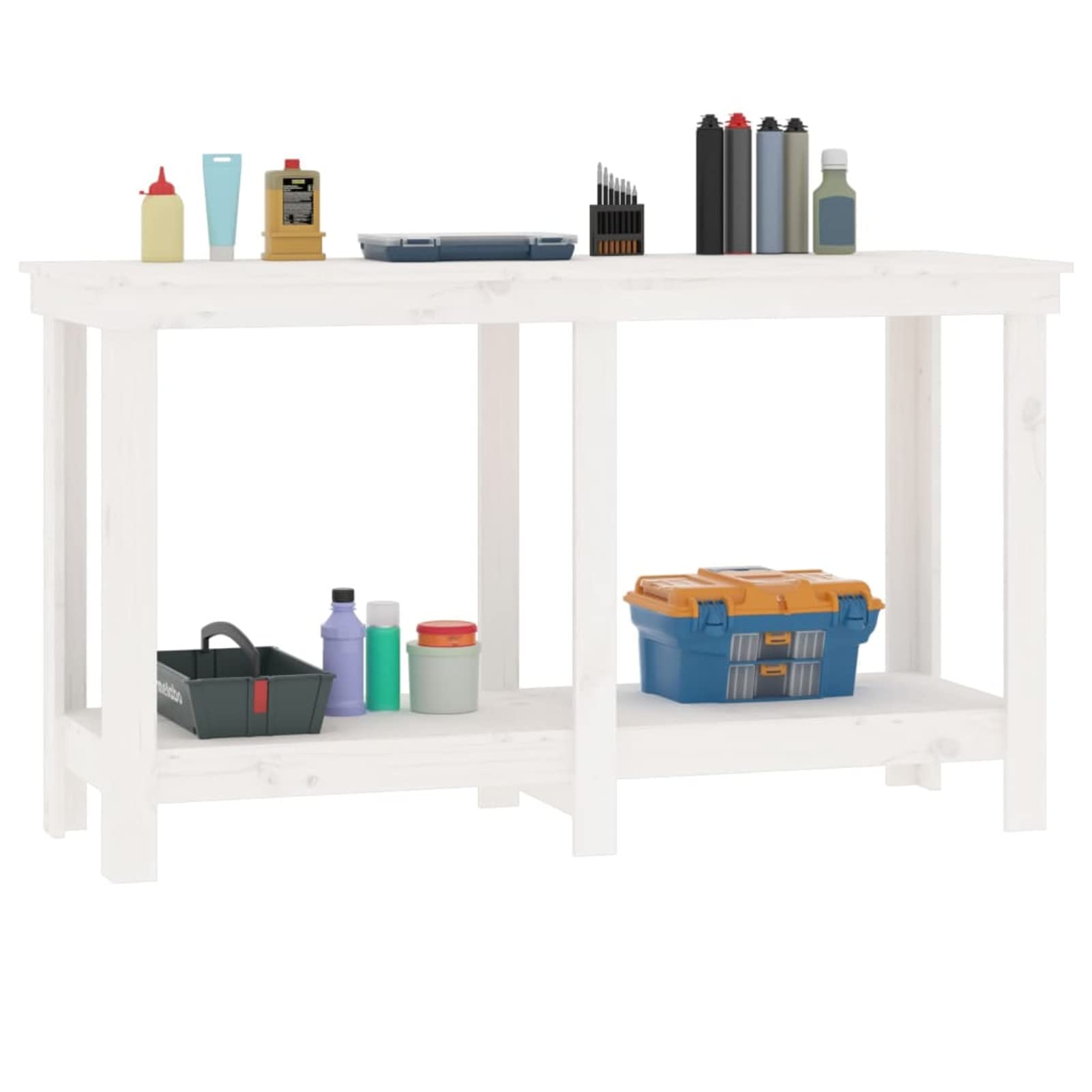 LAPOOH Banco de Trabajo, Mesa De Trabajo Taller, Caballete Mesa, Banco Herramientas, Bancada De Trabalho, Caballete para Mesa, de Madera Maciza de Pino Blanco 140x50x80 cm