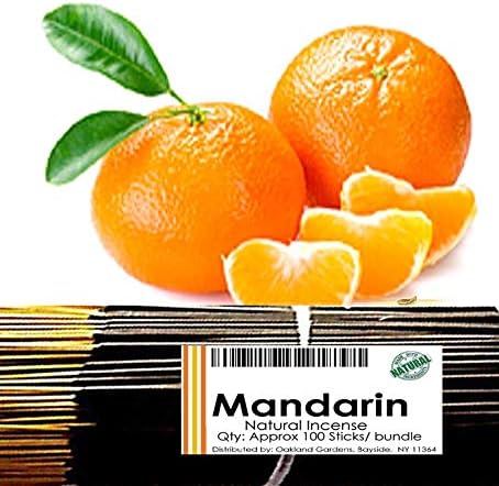 Oakland Gardens Premium - Varillas de incienso sumergidas a mano, elige el aroma. 100 varillas. Mandarina EO (mandarina OE)