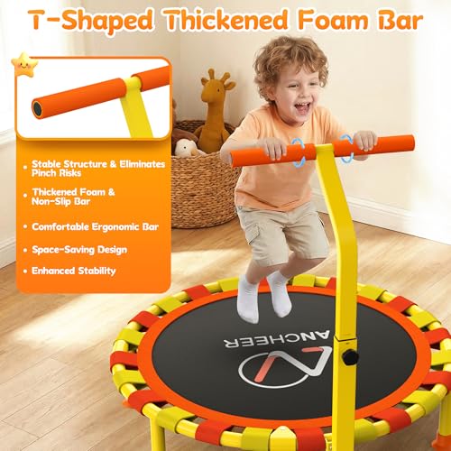 Image of ANCHEER 38'' Indoor Toddler Trampoline for Kids, Foldable with T-Handle
