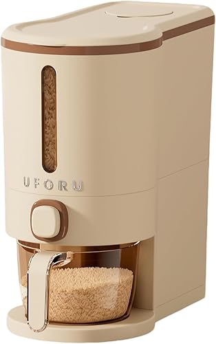 Vista 11 de Dispensador de arroz UFORU 20 libras Gran contenedor de almacenamiento de arroz para cocina y despensa - Ahorro de espacio, a prueba de humedad