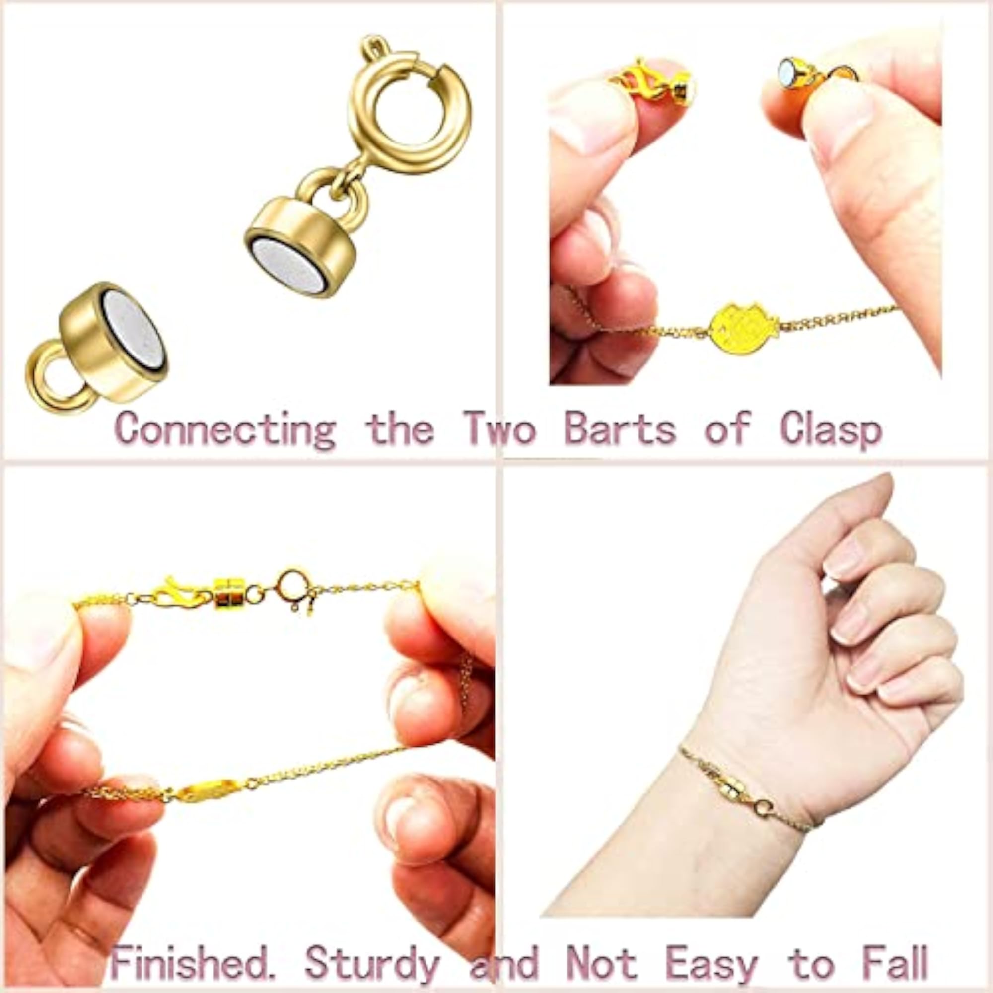Strong Magnetic Necklace Clasps and Closures, Gold Plated