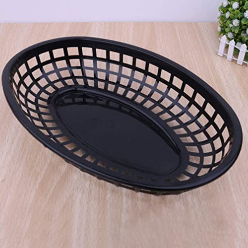 Kichvoe Fast Food Basket 12Pcs Plastic Fry Basket Chip Basket Bread Baskets Fry Oval Serving Tray For Restaurant Supplies #TOP3