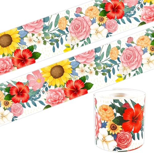 65.6 Feet Flower Bulletin Board Border, Spring Summer Floral Border Trim for Schools Classrooms Offices Bulletin Boards Walls Desks Windows Doors Chalkboard Decor (Flower)
