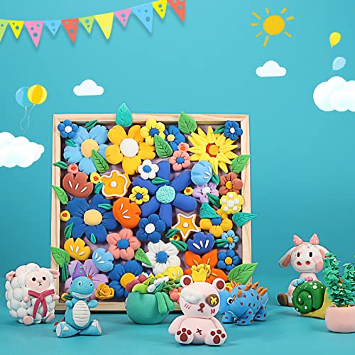 iFergoo Air Dry Clay, 65 Colours Modelling Clay for Kids, Safe and No-Toxic Modeling Clay & Dough, Soft & Stretchable DIY Magic Clay with Tools, Children Boys Girls Toys Gifts - Image 4
