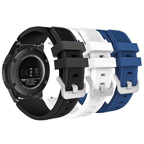 MoKo Band Compatible with Samsung Galaxy Watch 3 45mm/Gear S3 Frontier/Classic/Galaxy Watch 46mm//Huawei Watch GT2 Pro/GT 2e/GT 46mm/GT2 46mm/Ticwatch Pro 3, [3-Pack] 22mm Silicone Strap,Multi Color A