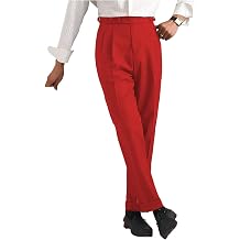 Mens High Waisted Pleated Dress Pants Adjustable Waistband Trousers Cuffed Hem Casual Chino Classic Fit Pant