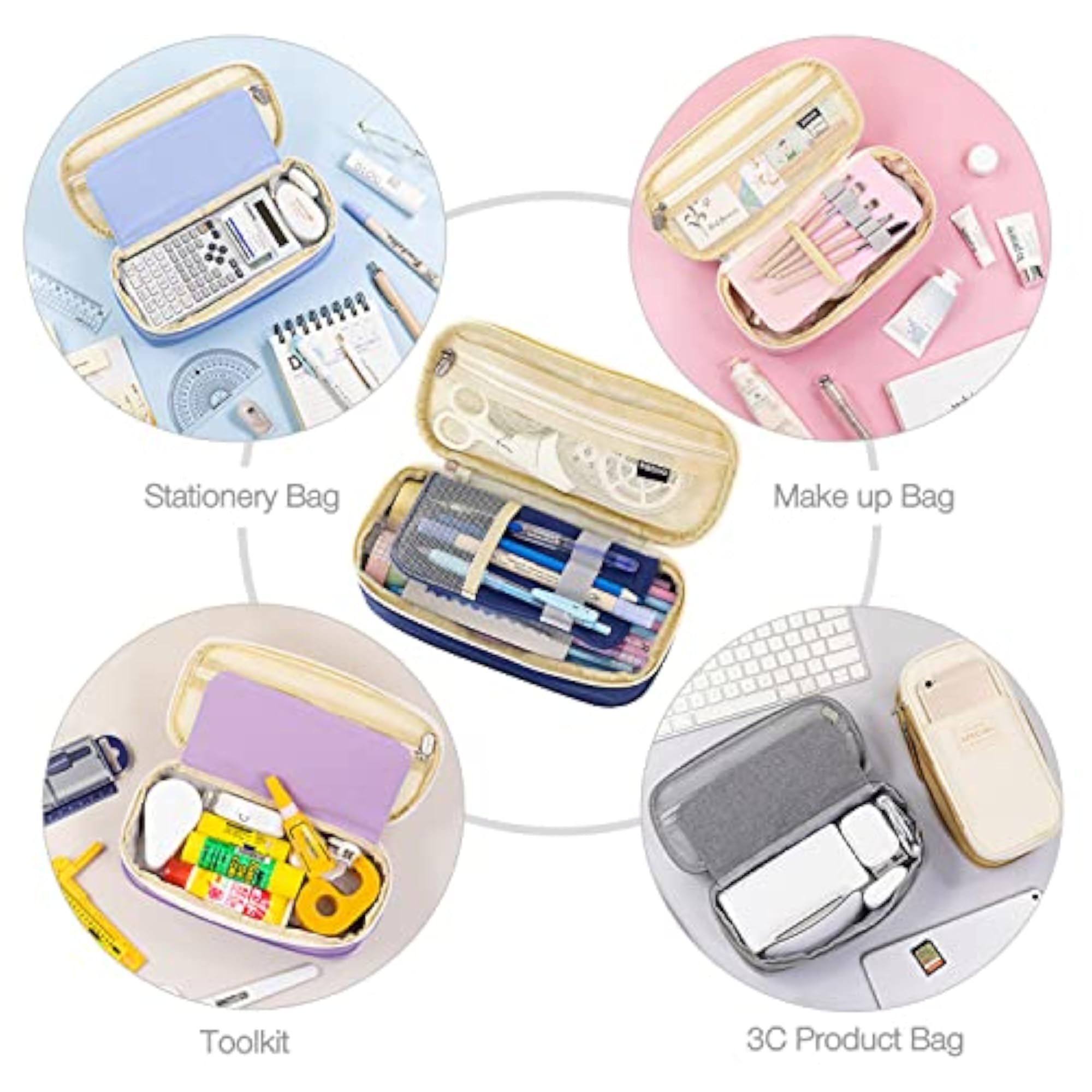Large Capacity Pencil Pouch, Expandable Storage Bag