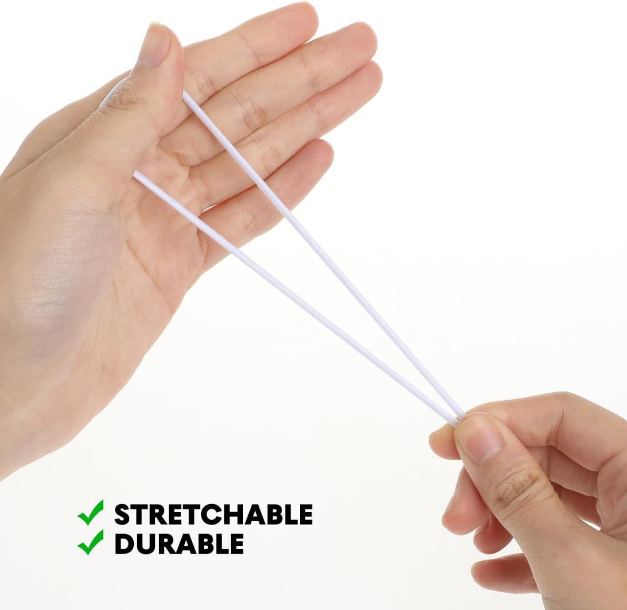 50 Pcs Elastic Barbed Cords 11.02 in Stretch Round String with Metal Ends for Mask Making Book Binding Badges Signs Folders Hat Crafting White