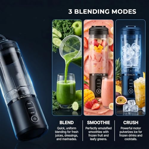 Image of Kilig Vortex Blitz Portable Blender, Sip-Ready Jar Design, 470ml BPA-Free Jar, USB-C Rechargeable, 3 Modes (Blend, Smoothie, Crush), 6 Blade system