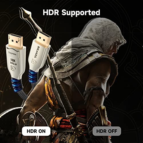 BolAAzuL 8K DisplayPort 2.0 Cable 10ft, 16K DP Cable 2.0 (16K@60Hz 8K@120Hz 4K@240Hz 165Hz 144Hz GSync/FreeSync) Video/Monitor Cable Braided Displayport to Display Port with Metal Shell for Gaming TV by BolAAzuL - Image 5