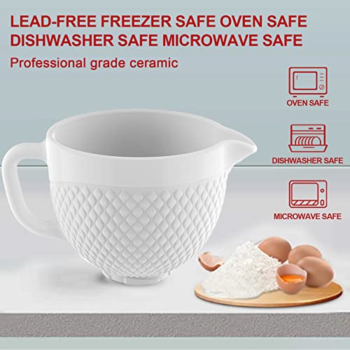 Image of GVODE Ceramic Bowl for KitchenAid Mixer, Fit 4.5-5Qt Ceramic Bowl for KitchenAid Mixers, Vintage Pineapple Design | Microwave & Dishwasher Safe Baking