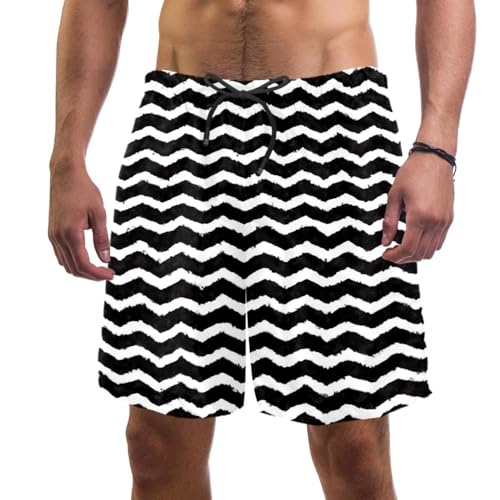 Short de bain homme rayure noire et blanche pour plage