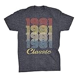 ShirtInvaders 40th Birthday Shirt for Men - Retro Birthday - 1981 Classic - 003-F/Dk. Heather-Lg