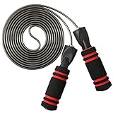 Comba Crossfit Mujer Hombre, MOCOCITO Cuerda para Saltar Jump Rope Ajustable Libre 3M con Mango de Espuma de Su ave y Rodamientos de Bolas de Rápidos para Ejercicio en Casa, Fitness, Boxeo, Gym-Rojo