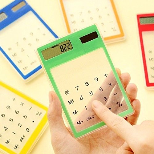 Brussels08 1 calculatrice de poche pour étudiant avec écran LCD à 8 chiffres et énergie solaire clair avec écran tactile ultra fin et transparent aléatoire Cover