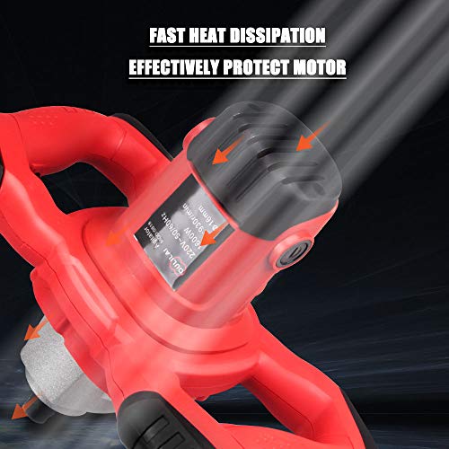 Anbull 2100W Farb-Mörtelrührer,6-Gang-Getriebe 0-930U/min betonmischer, M14 Chrom Spiralstange 60cm, Rührwerk betonrührer Ø 120 mm,für Bis 65 L Mischgut/Handmischer für Farbe, Putz & Estrich