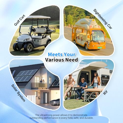 Image of LOSSIGY 48V Golf Cart Lithium Battery Conversion Kit, Built in 200A Smart BMS, Peak Current 1000A(3-5s), Perfect for Passenger Car, Solar System, RV