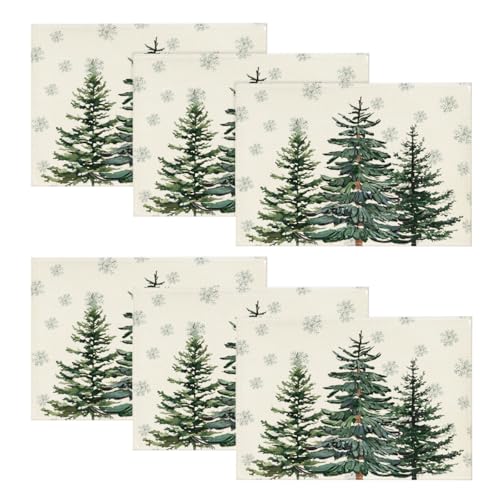Artoid Mode Kiefern Schneeflocken Weihnachten Platzsets 6er Set,...