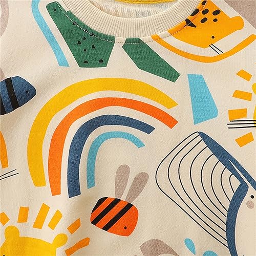 Hoodies for Boys Girls Pullover Sweatshirts Toddler Boy's Girl's Cartoon Prints Long Sleeves with (Beige, 2-3 Years)2