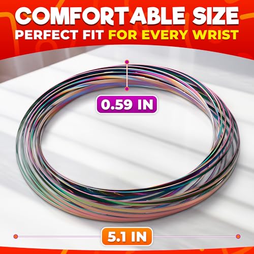 flow ring spinner ring arm toy 5134 - rugged corrosion resistant stainless steel geometric sensory spring toy changing colors compact size - comfortable fit magic flow bracelet with calming effect