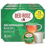 Red Rose Teas Black Teas, 72 Single Serve Cups K-Cup Pods for Keurig Coffee Maker, Naturally Decaffeinated
