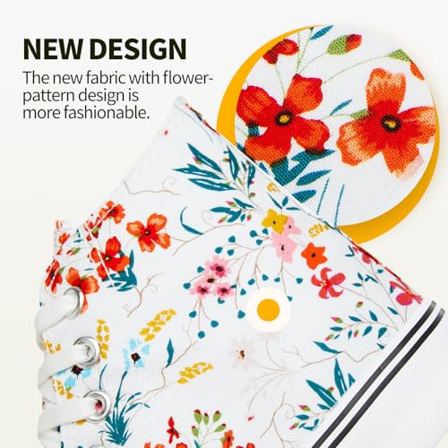 Image of yageyan Womens High Top Canvas Sneakers Fashion White Shoes for Women