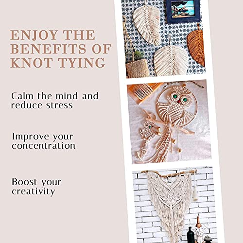 Larks Head Macrame Kit - Bonus Project Video: Mini Décor Wall Hanging – Includes Over 218 Yards Of Macrame Cords In 2 Colors, Wooden Dowels, Rings, And Beads – Perfect Present For Adults And Teens #TOP4