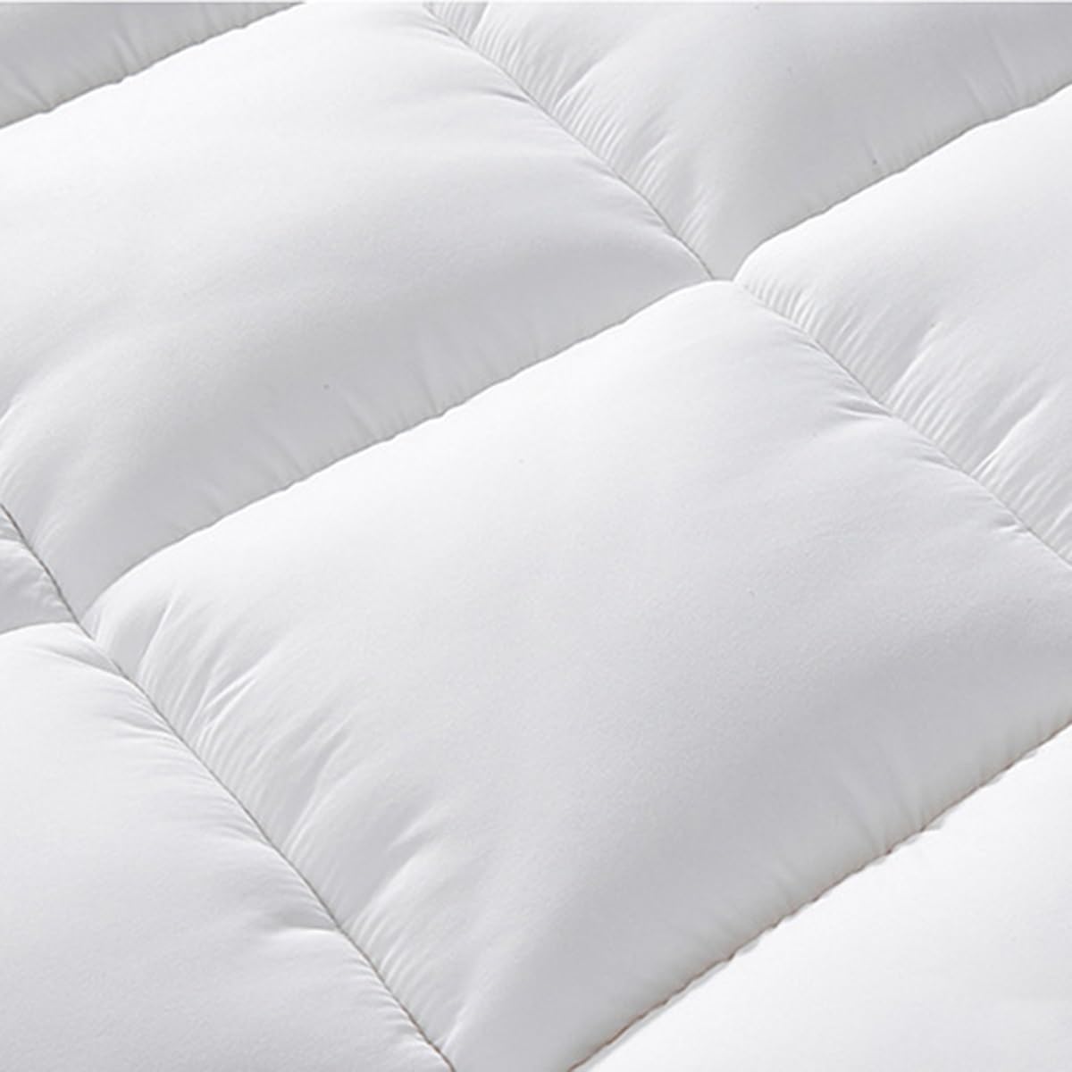 Sobrecolchon Topper Extra Grueso De 10cm 200x220cm Cubrecolchón De Algodón Suave 180x200cm Fibra De Soja En Exceso Transpirable Colchón Futón Acolchado (Color : White, Size : Queen-150x200cm)
