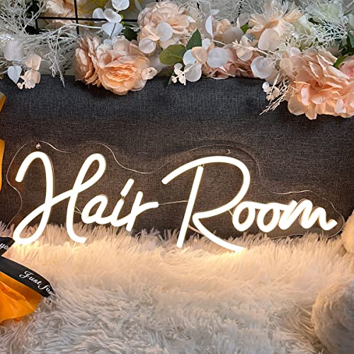 Image of Hair Room Neon Sign For Spa Beauty Room Nail Brows Lashed Salon Studio LED Wall Art Decor For Business Stores Logo Barber Shops Led Word Indoor Custom Neon Lights 5V USB Powered Warm White 40x14.4cm