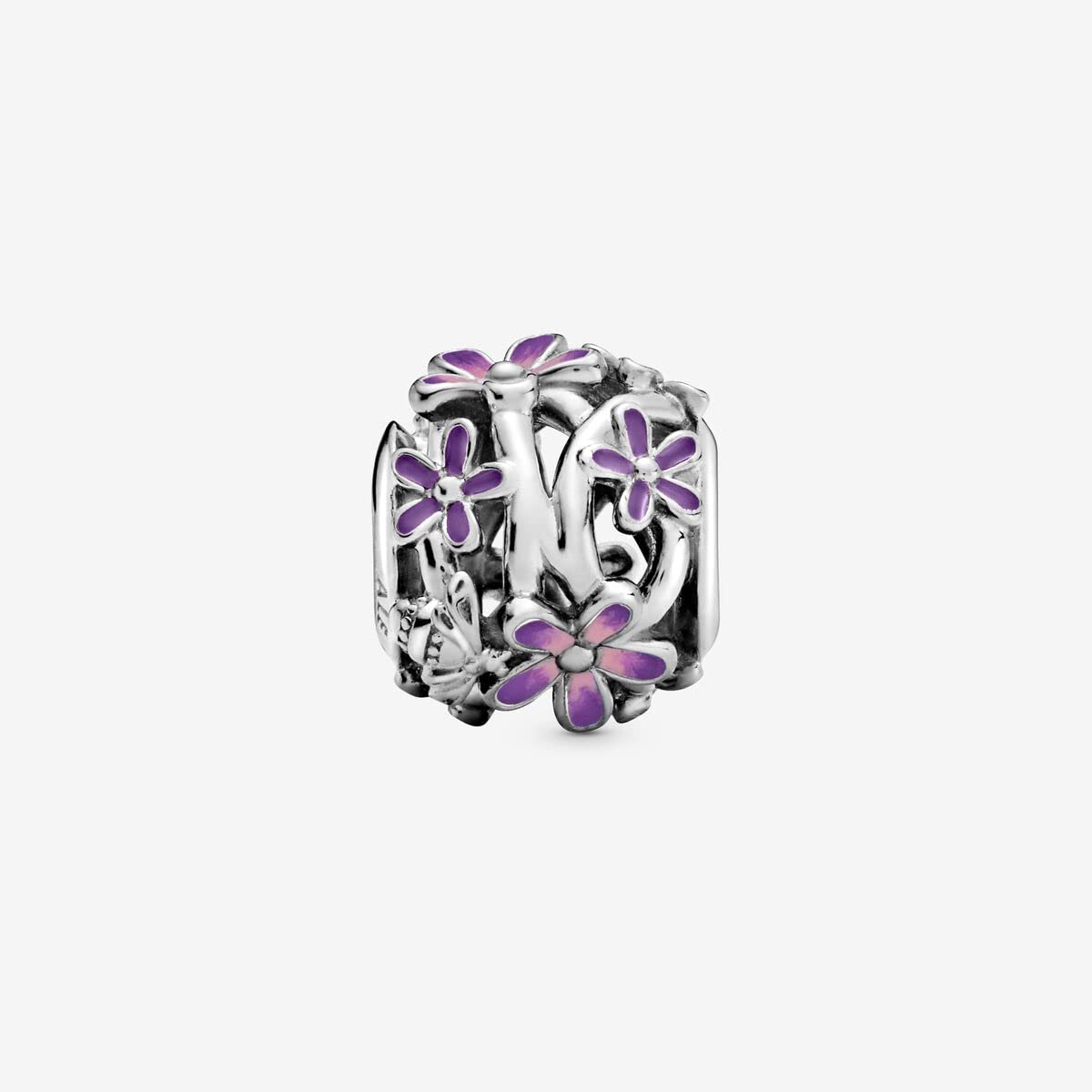 Pandora Kobiety Moments Fioletowa Stokrotka Zawieszka, Srebrny/Fioletowy, 1.12 cm