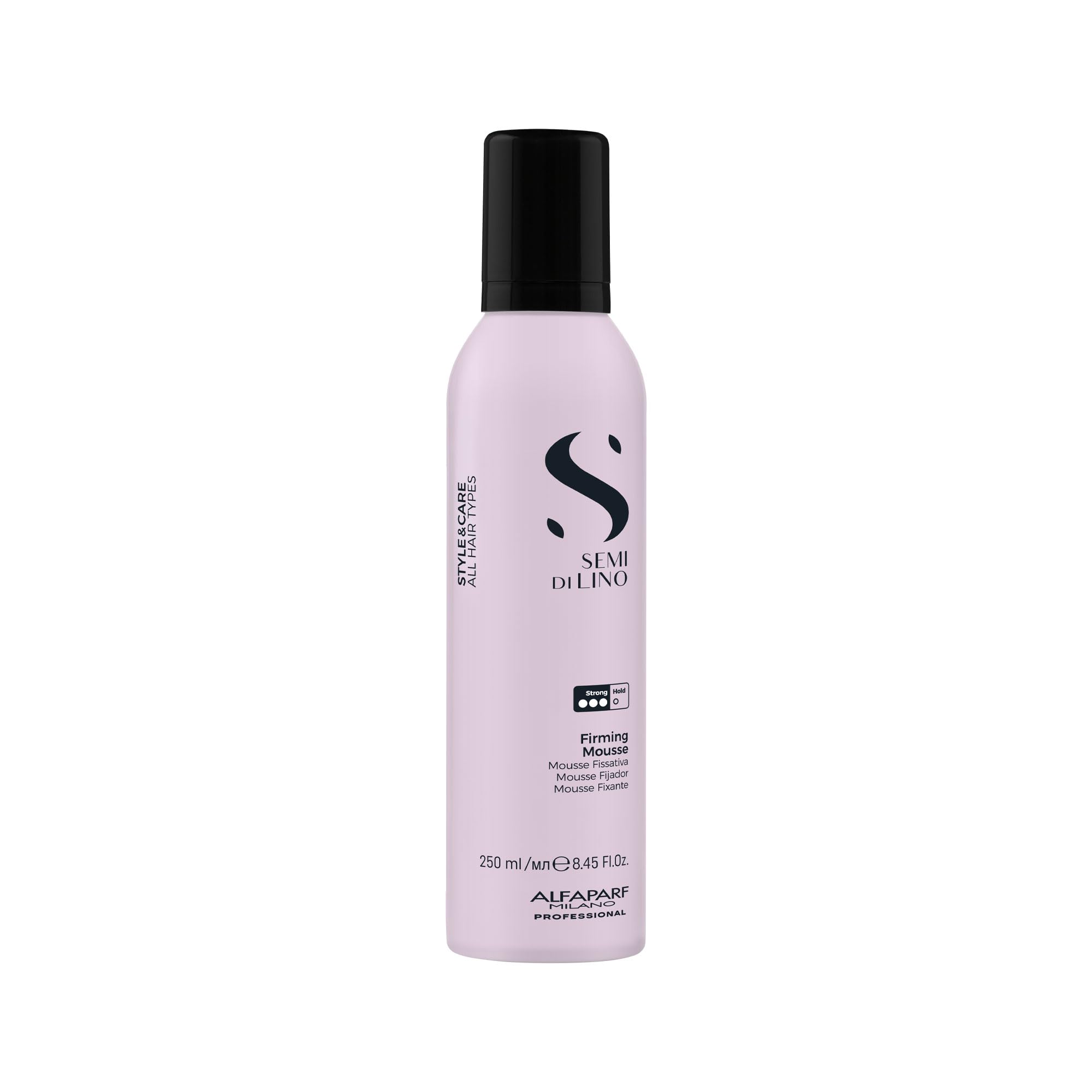 Alfaparf Milano Semi di Lino Firming Mousse 250 ml - Mousse fissativa a tenuta forte per tutti i tipi di capelli