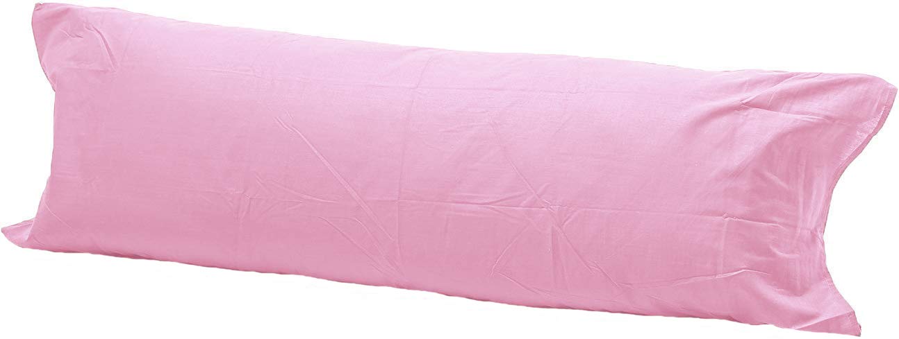 Comfy Nights Pink Pollycotton Bolster Pillow Case Plain Dyed (4Ft (48 Inches), )