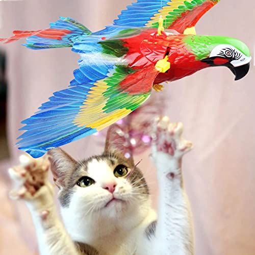 16.5 In Bird Mechanical Flying Toy, Bird Interactive Cat Toy, Electric Hanging Flying Bird Hanging Lifelike Predator Scarecrow Diverter For Birds, Mice, Squirrels, Rabbits Rodents With Lights Music #TOP1