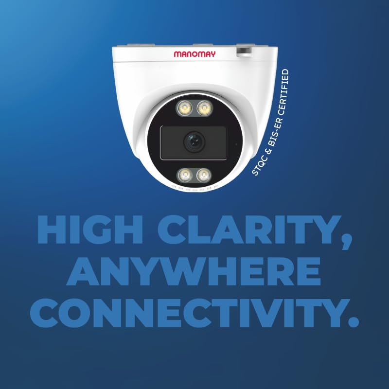 Image of MANOMAY 3MP 4G Dome Security Camera BIS-ER Certified CCTV All Time Color Night Vision Two Way Audio Human Detection 4G SIM Supports Upto 256GB Memory Card Cloud Storage Alexa Compatible M1096SF