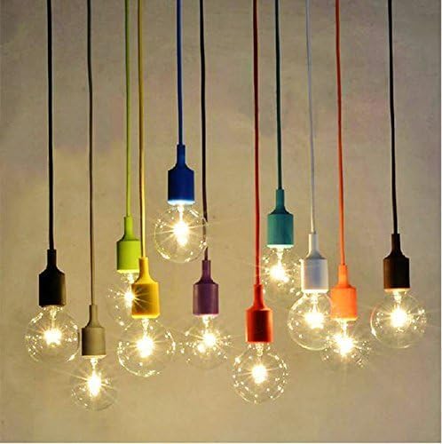 Socket Pendant Light, Ablevel E26 E27 Socket Base Silicon Pendant Hanging Lamp Holder with Wire, 3.3ft Green Designer Hard Wired Rope Cord 8 Pack (No Bulb) (Green)