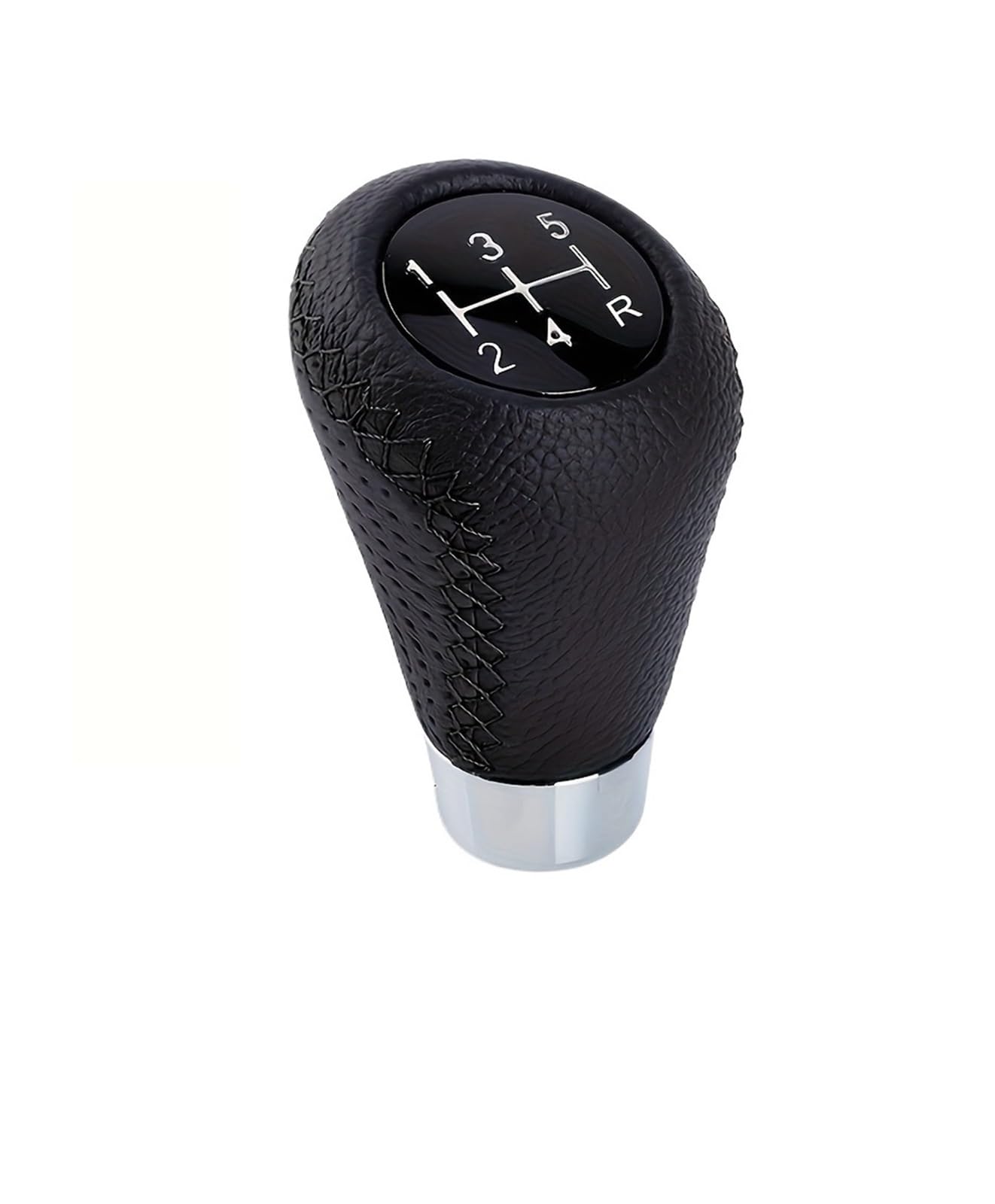 Gchgfjfd Black Universal 5 Speed Manual Leather Red Stitch Gear Shift Knob Car Gear Stick Shift Knob Lever Manual Transmission M8 M10 M12(Black)