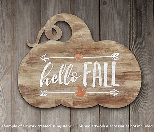 Hello Fall Stencil With Leaf Acorn Arrow By Studior12 | Reusable Mylar Template | Paint Wood Signs - Journal - Scrapbook | Craft Country Style Diy Rustic Home Decor | Choose Size (8" X 5") #TOP3