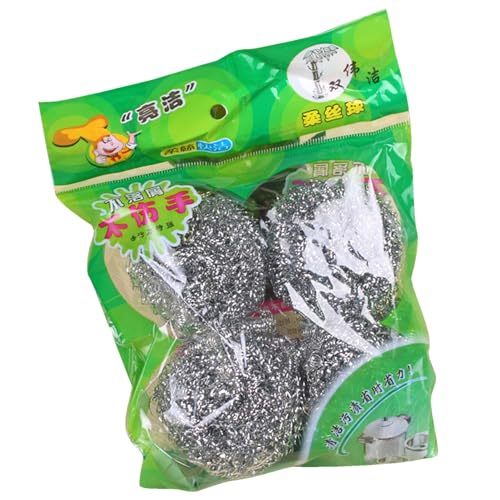 Bola de limpieza de alambre de acero, bola de limpieza de acero inoxidable, manchas de suciedad y removedor de grasa de alimentos, esponja de malla de alambre, esponja de limpieza para cocina (1