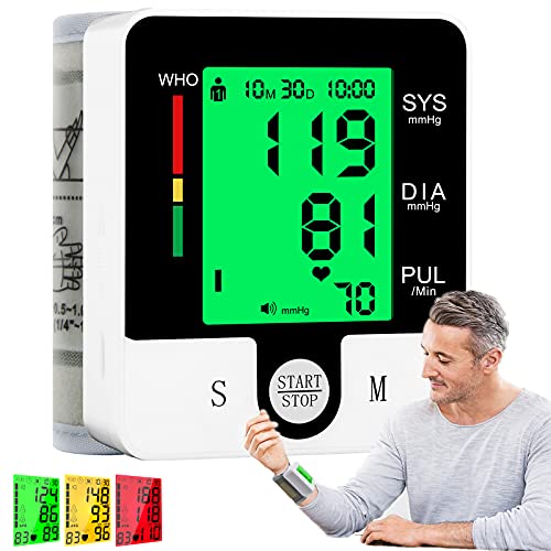 Healthing Wrist Blood Pressure Monitor, Automatic Blood Pressure Cuff Machine, Talking Function, Digital Bp Monitor Wrist Pulse Rate Monitor for 2 User, 2x90 Memories, Home Personal Use Adult
