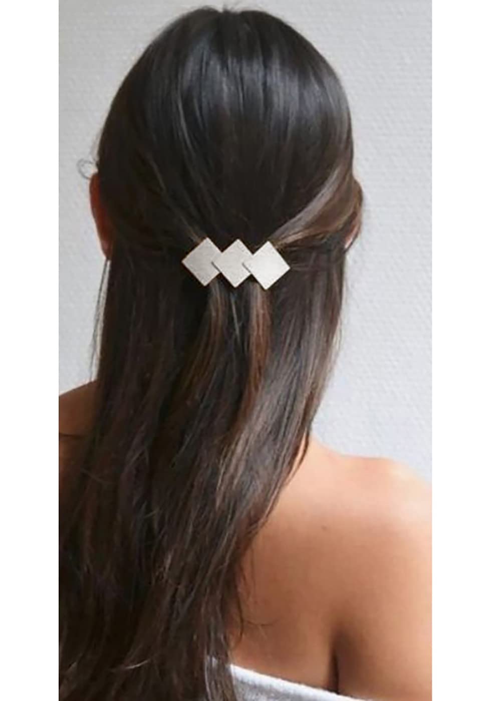Prosy Vintage Piccolo Sovrapposizione Diamante Hairpin Metallo Geometria Pitted Barrette Capelli Fermaglio Accessori Capelli Clip per Capelli per Donne e Ragazze (Argento)