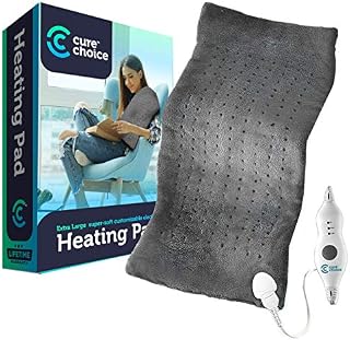 Cure Choice Large Electric Heating Pad for Back Pain Relief + Storage Pouch