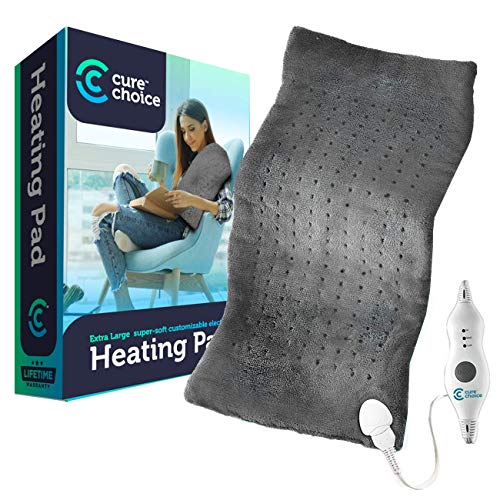 Cure Choice Large Electric Heating Pad for Back Pain Relief + Storage Pouch