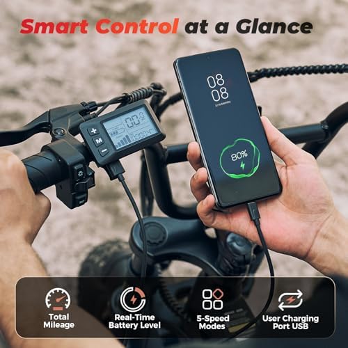 Electric Bike for Adults, 1500W Peak 16''Fat Tire E Bike, 55+ Miles image 6