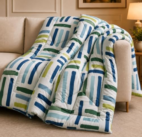 Image of HOMEKART 220 GSM Reversible Microfiber AC Comforter /Duvets for Mild Winter | All Season Single Size 3 Layered Quilted Blanket for Single Bed (230 cm x 150 cm,Multicolour)
