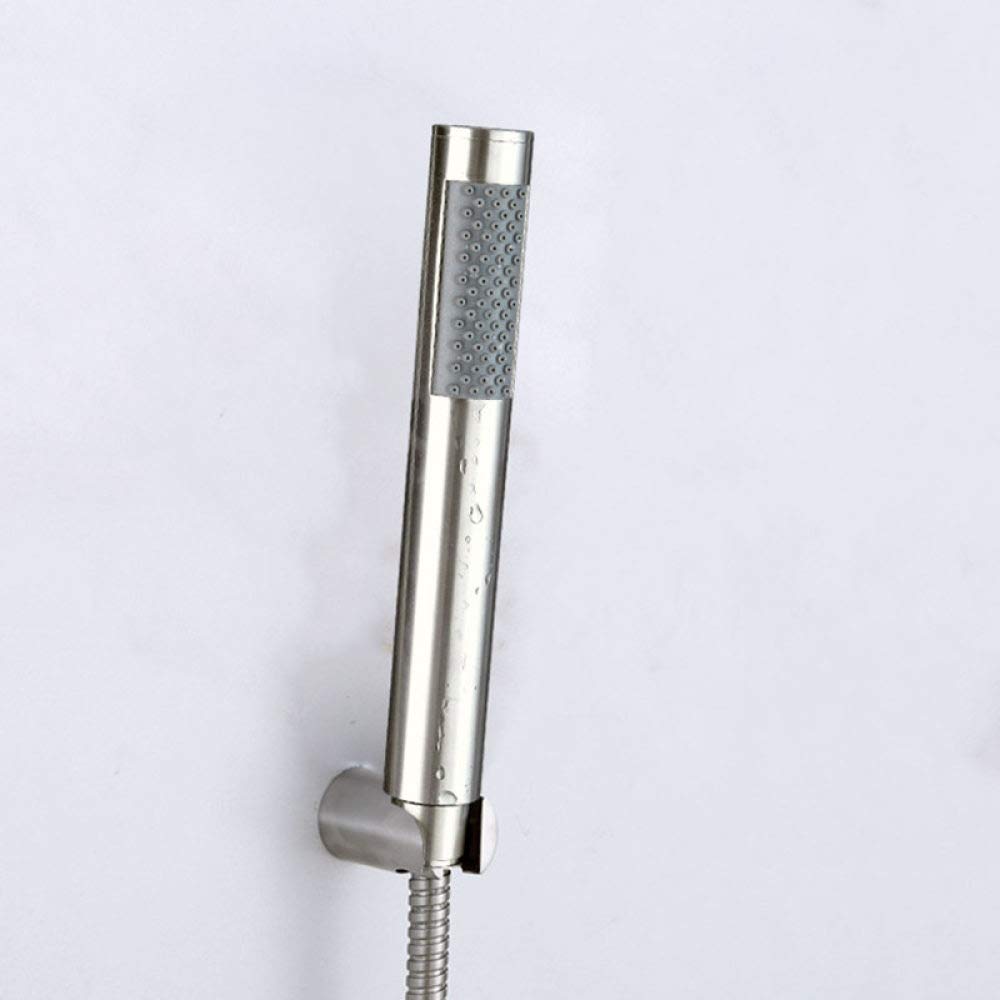 Cabezal de Ducha de Mano de Acero Inoxidable Cepillado para baño, rociador de baño, Manguera de Ducha de 1,5 Metros, Soporte de Montaje en Pared, Cabezal de Ducha Individual (Kit d